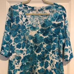 Habitat V-Neck Blouse in Teal Florals